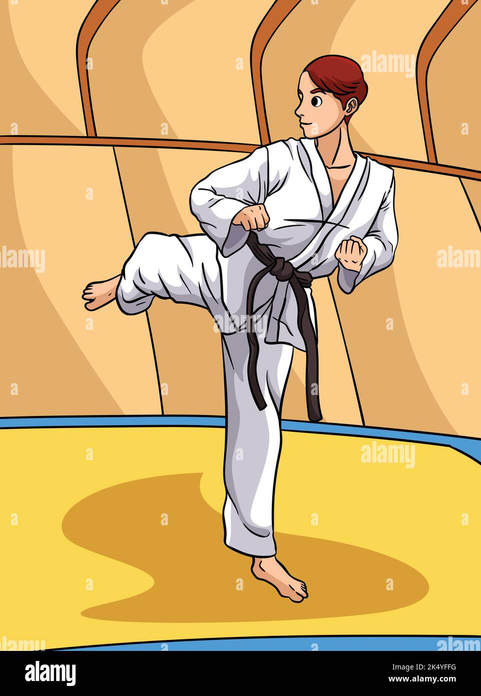 Karate Sport Colored Cartoon Illustration Stock Vector Image & Art Alamy
