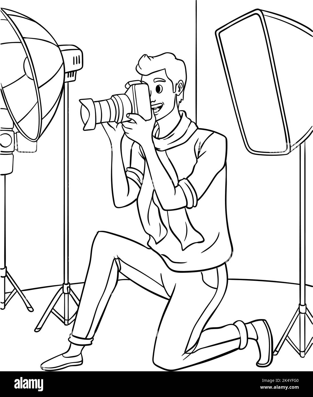 Photographer Coloring Page for Kids Stock Vector