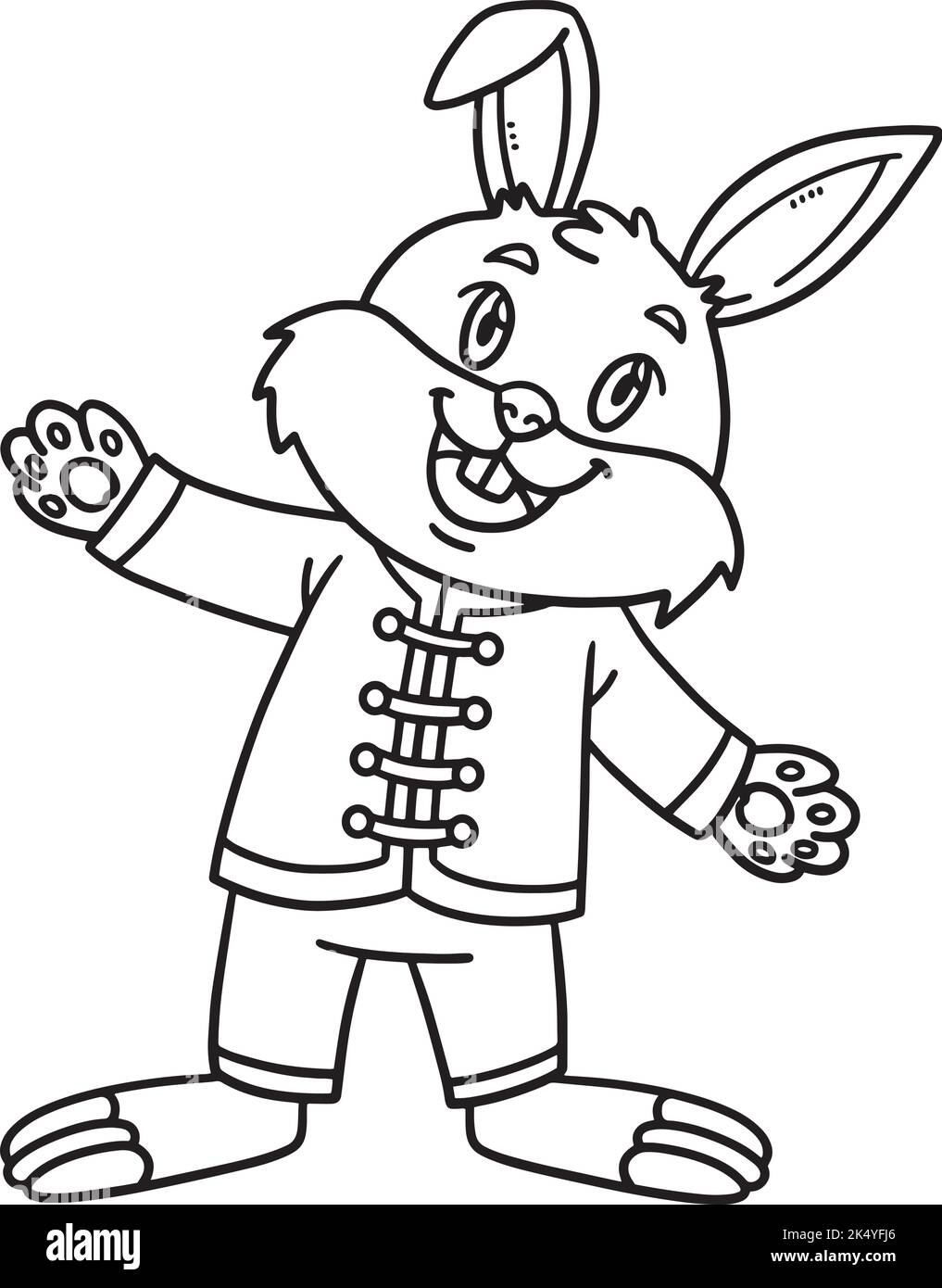 Rabbit Chinese Outfit Isolated Coloring Pages Stock Vector