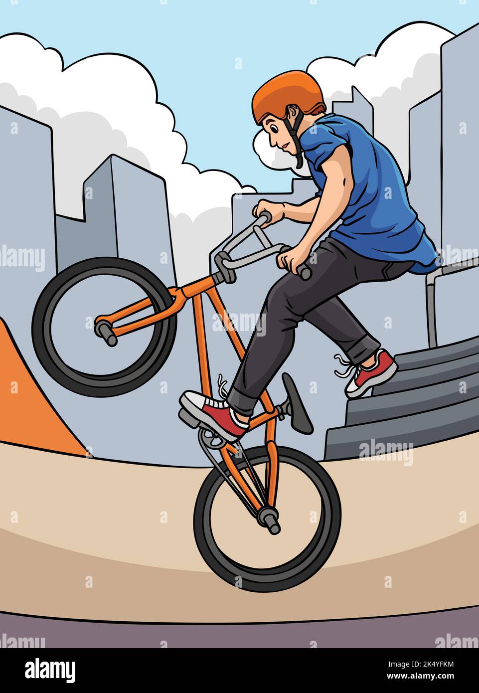 BMX Rider Colored Cartoon Illustration Stock Vector Image & Art Alamy