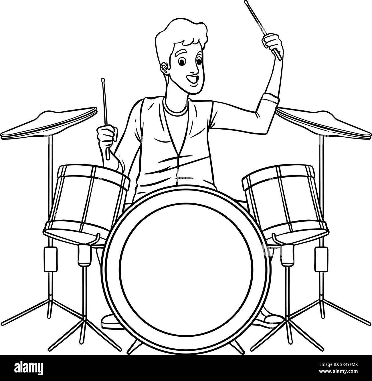 Drummer Isolated Coloring Page for Kids Stock Vector Image & Art - Alamy