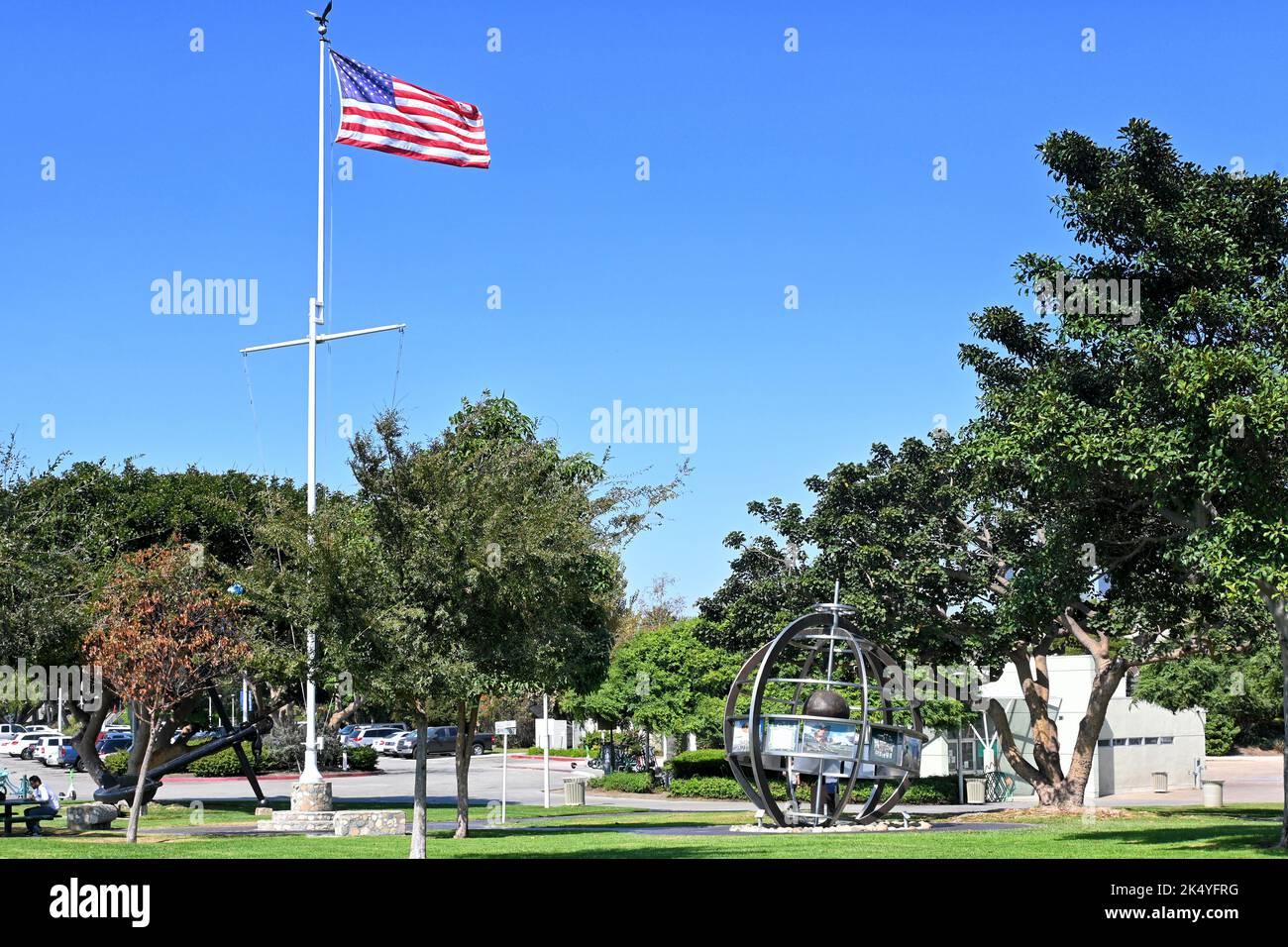 LONG BEACH, CALIFORNIA - 3 OCT 2022: Navy Memorial in Shoreline Park on Rainbow Harbor. Stock Photo