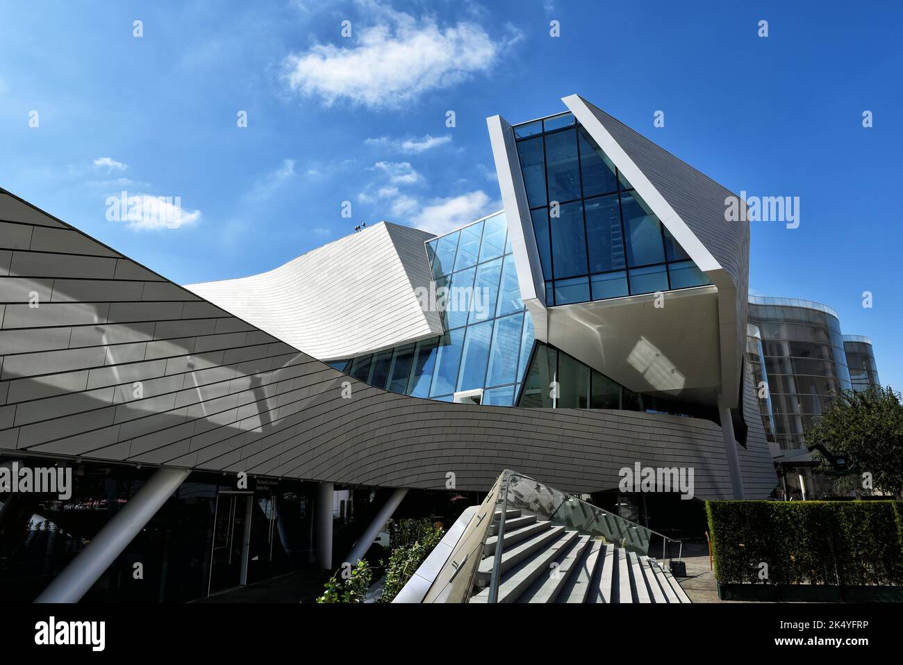 COSTA MESA, CALIFORNIA - 02 OCT 2022: Detail of The Orange County Museum of Art new location, at the Segerstrom Center for the Arts Campus, on Avenue Stock Photo