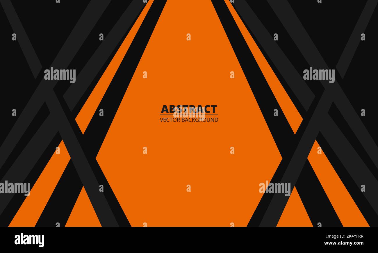 Vector black and orange abstract horizontal banner with lines and ...