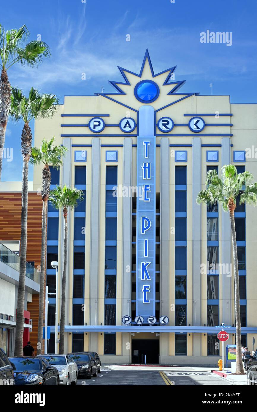 LONG BEACH, CALIFORNIA - 3 OCT 2022: Parking Structure at The Pike in Downtown Near Shoreline Village. Stock Photo