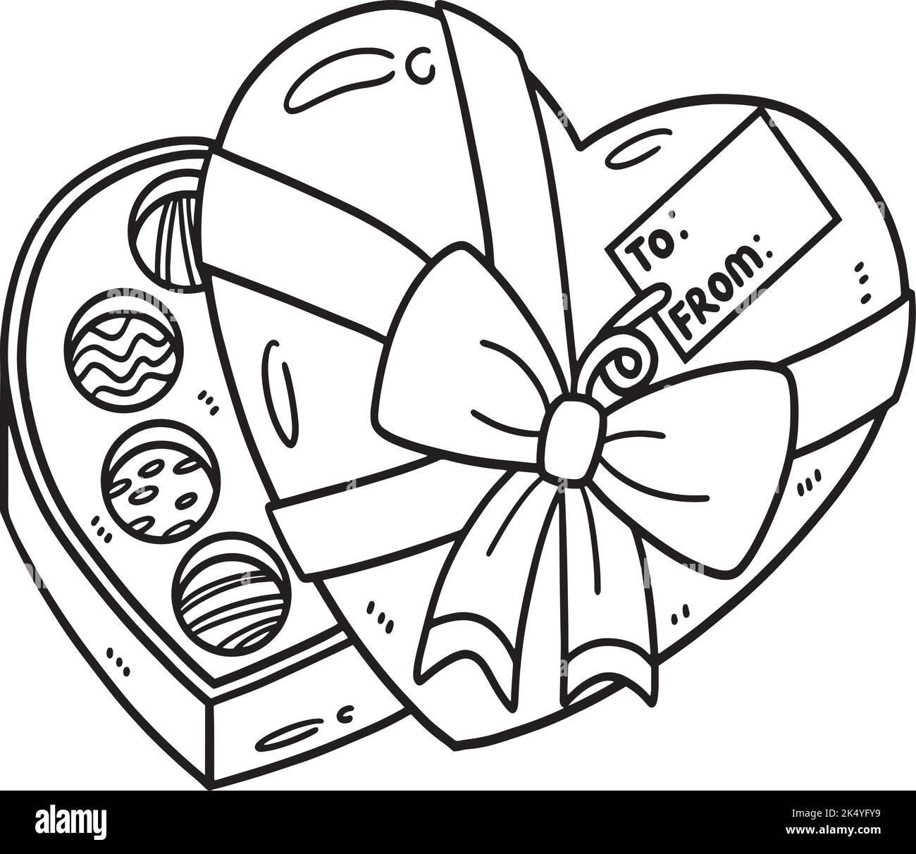 Heart Chocolates Box Isolated Coloring Page Stock Vector