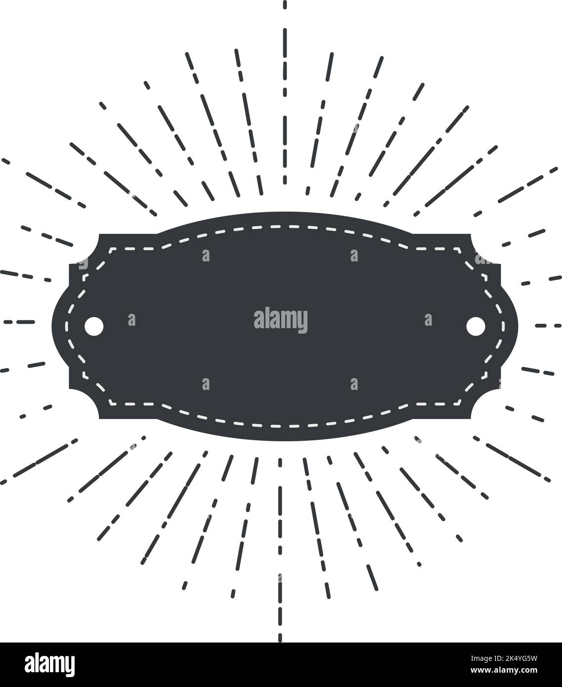 Vintage black tag with decorative burst. Retro label template Stock