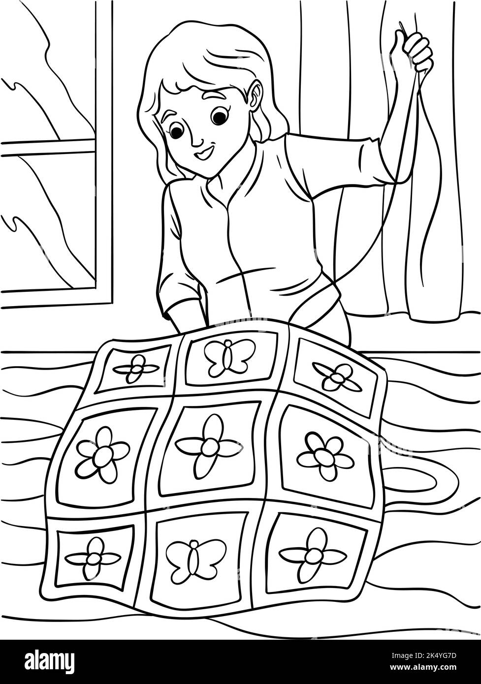 Quilter Coloring Page for Kids Stock Vector Image & Art - Alamy