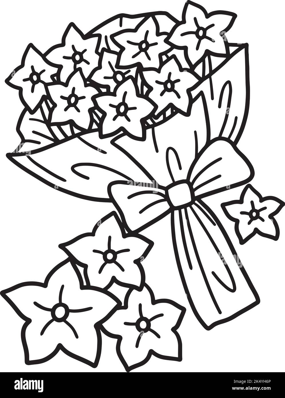 Bouquet Of Flower Isolated Coloring Page for Kids Stock Vector Image ...