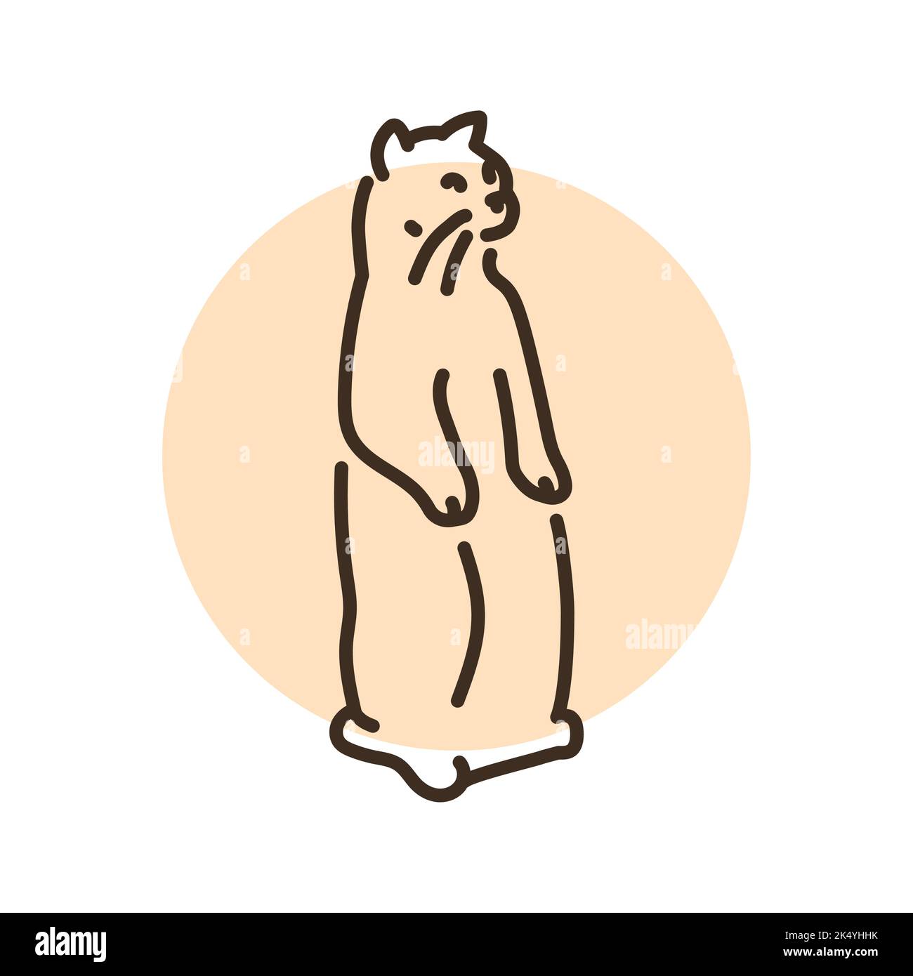 Cat stands in the position of a gopher color line icon. Pictogram