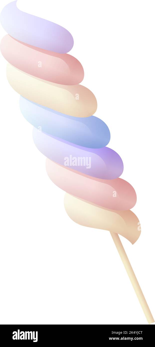 Spiral marshmallow stick. Swirl soft twisted candy Stock Vector Image
