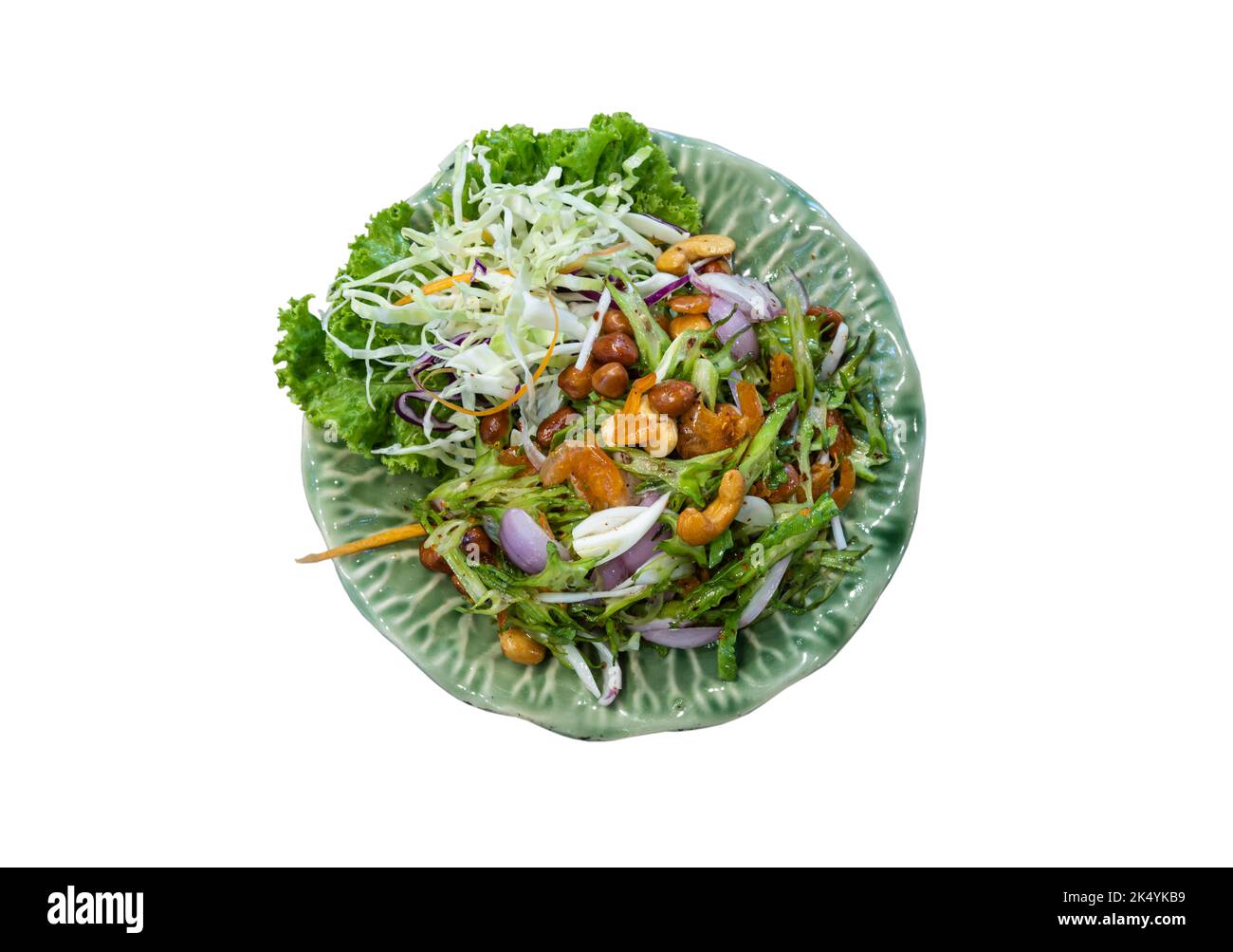 Wings Bean Spicy Salad (YumTuaPhuu) on green ceramic isolated on