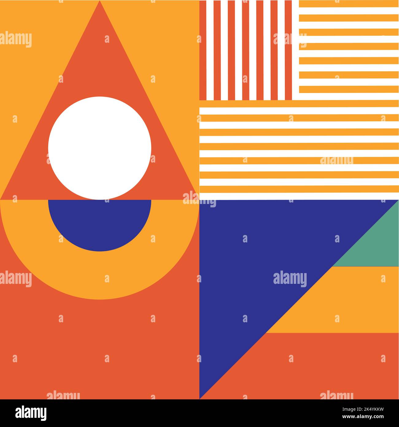 Geometric color square poster in modern bauhaus style Stock Vector ...