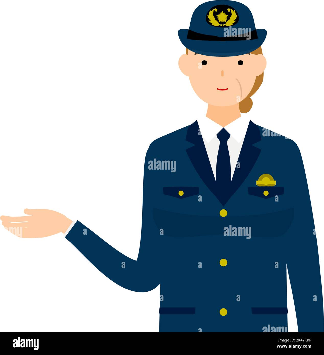 senior-female-police-officer-posing-lead-the-way-stock-vector-image