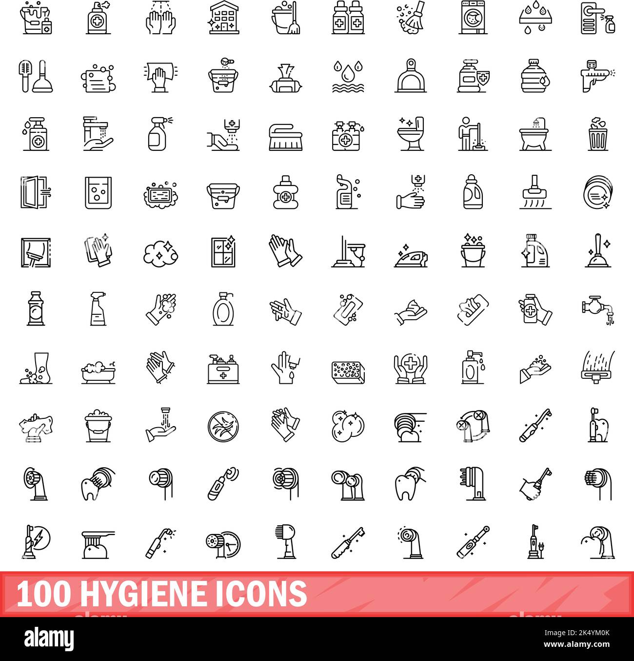 100 hygiene icons set. Outline illustration of 100 hygiene icons vector ...