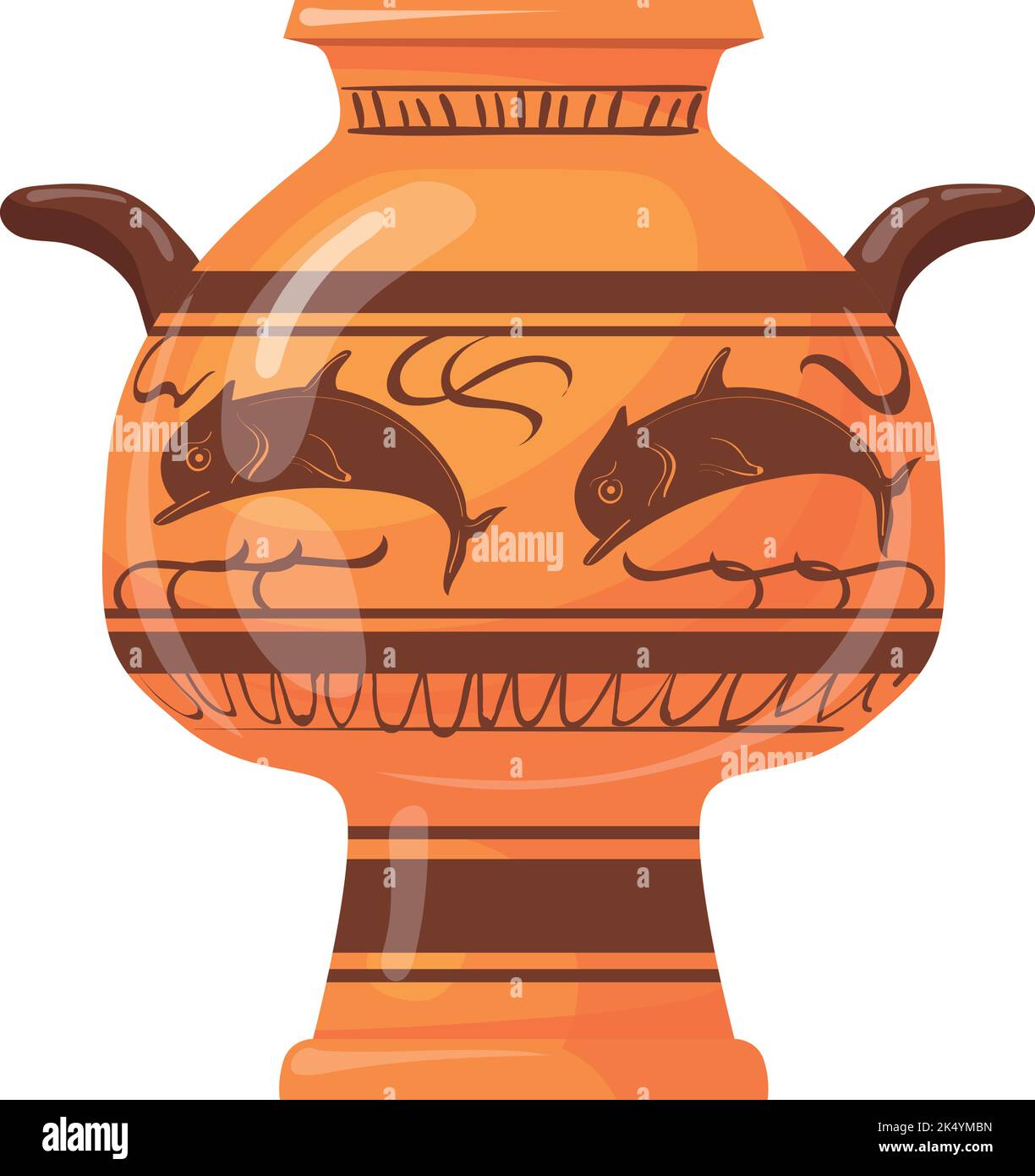 Ancient greek clay vase. Roman empire pottery isolated on white background Stock Vector
