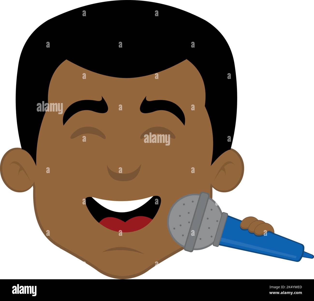 Vector illustration of the face of a man cartoon singing with a microphone in his hand Stock Vector