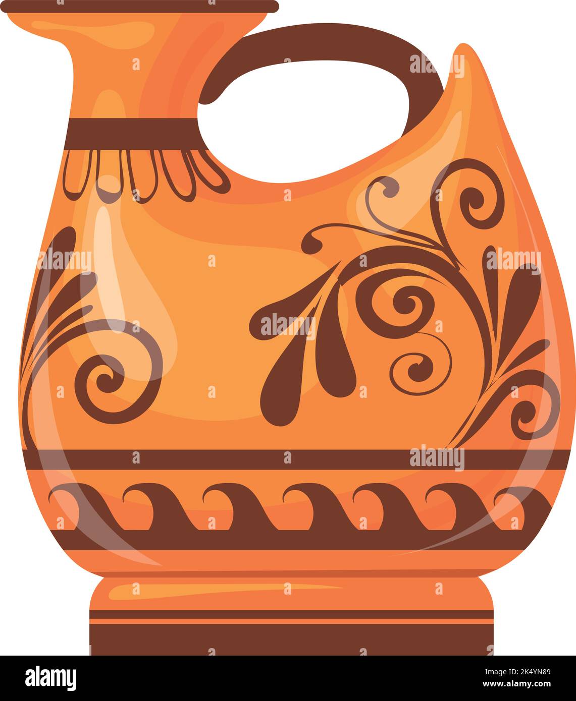Ceramic jug in ancient roman style. Old clay pottery isolated on white