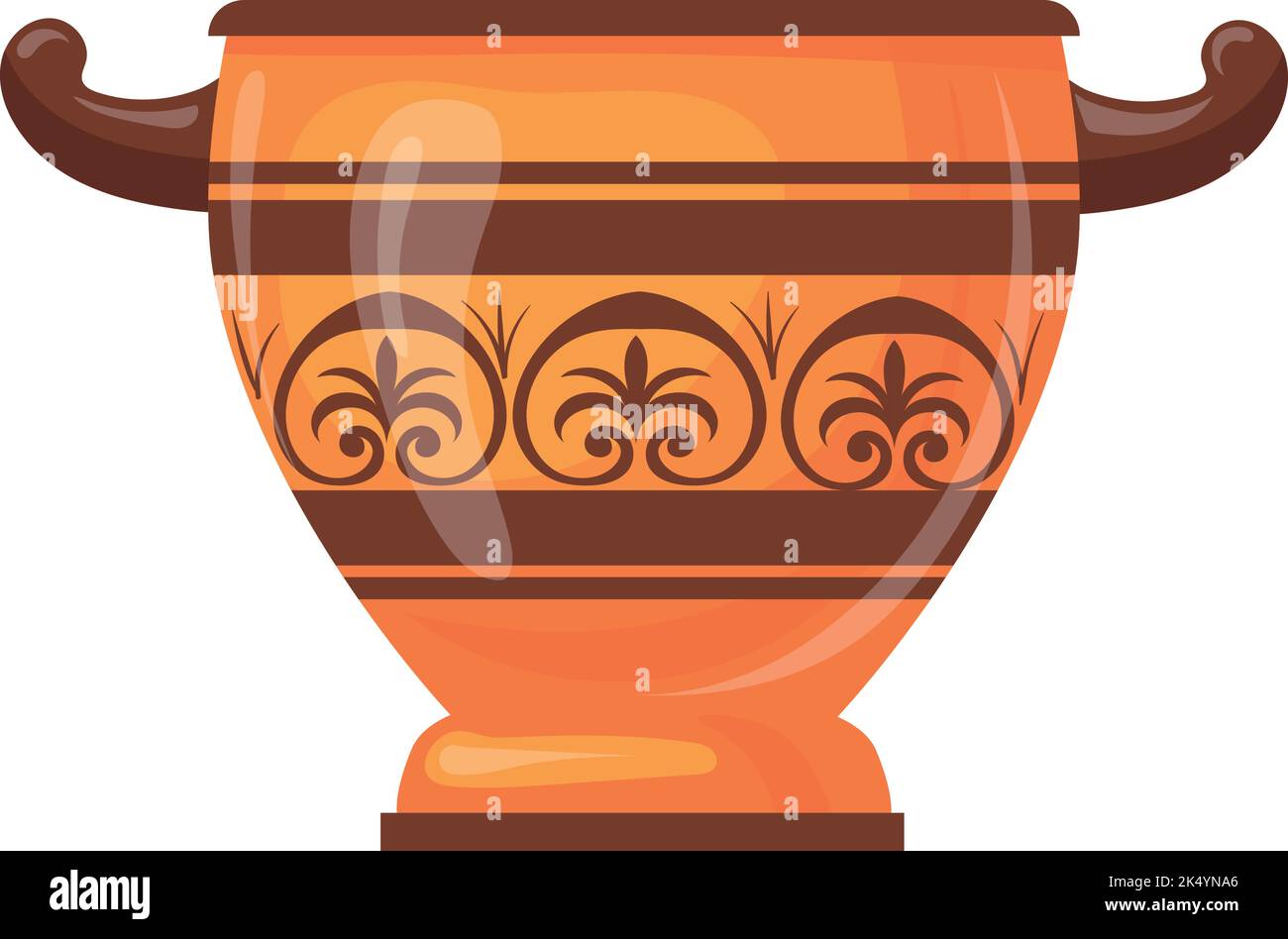 Old pot with greek ornament. Ancient greek pottery isolated on white