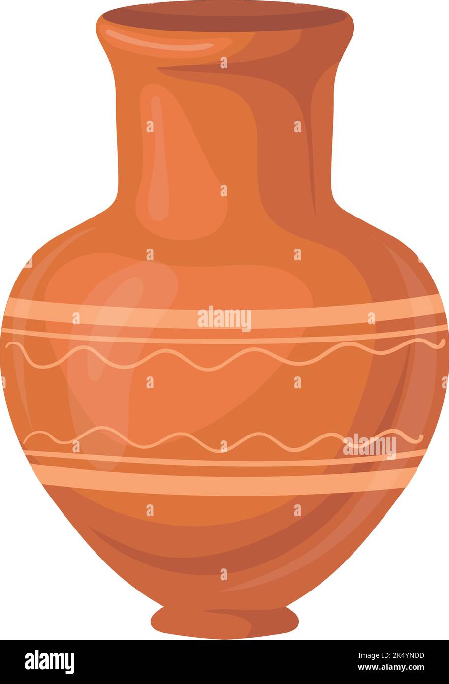 Brown ceramic jug. Clay vase. Craft vessel isolated on white background