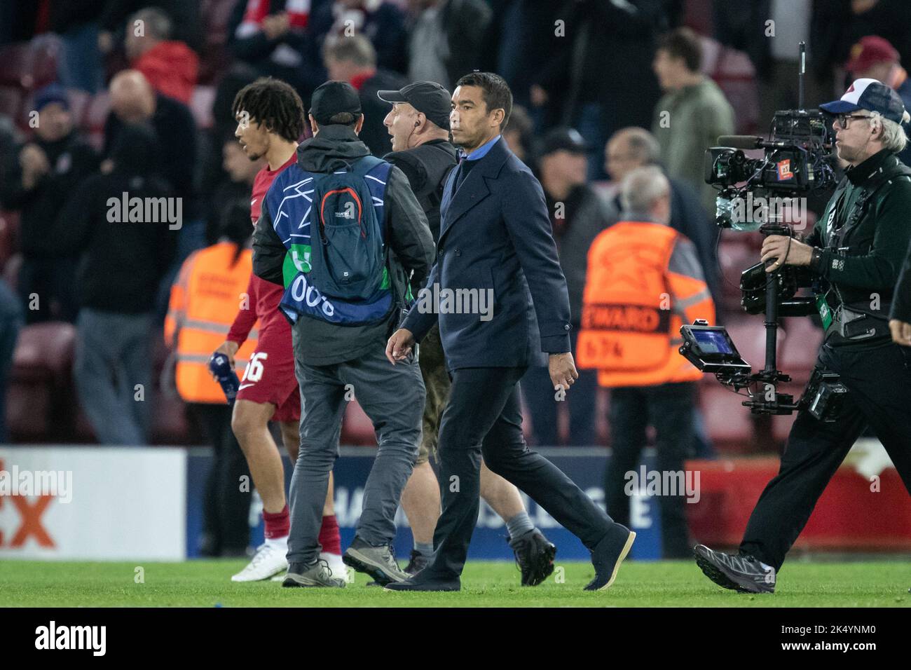 Liverpool, UK. 04th Oct, 2022. Giovanni van Bronckhorst manager of Rangers after the UEFA Champions League match Liverpool vs Rangers at Anfield, Liverpool, United Kingdom, 4th October 2022 (Photo by James Heaton/News Images) in Liverpool, United Kingdom on 10/4/2022. (Photo by James Heaton/News Images/Sipa USA) Credit: Sipa USA/Alamy Live News Stock Photo