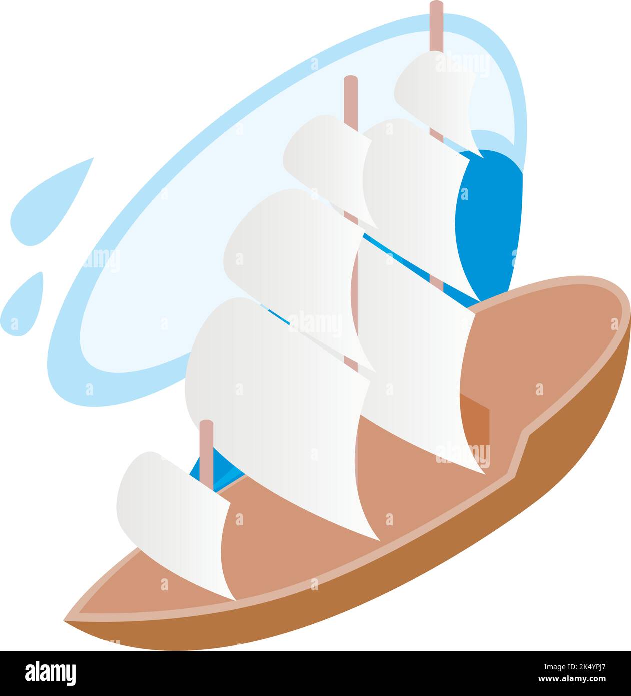 Sailing Ship Icon Isometric Vector Old Sea Ship With White Sail And