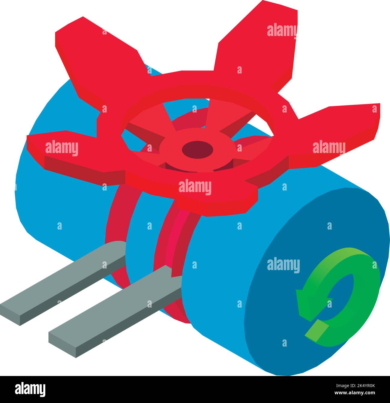 Grooving process icon isometric vector. Grooving machine and red