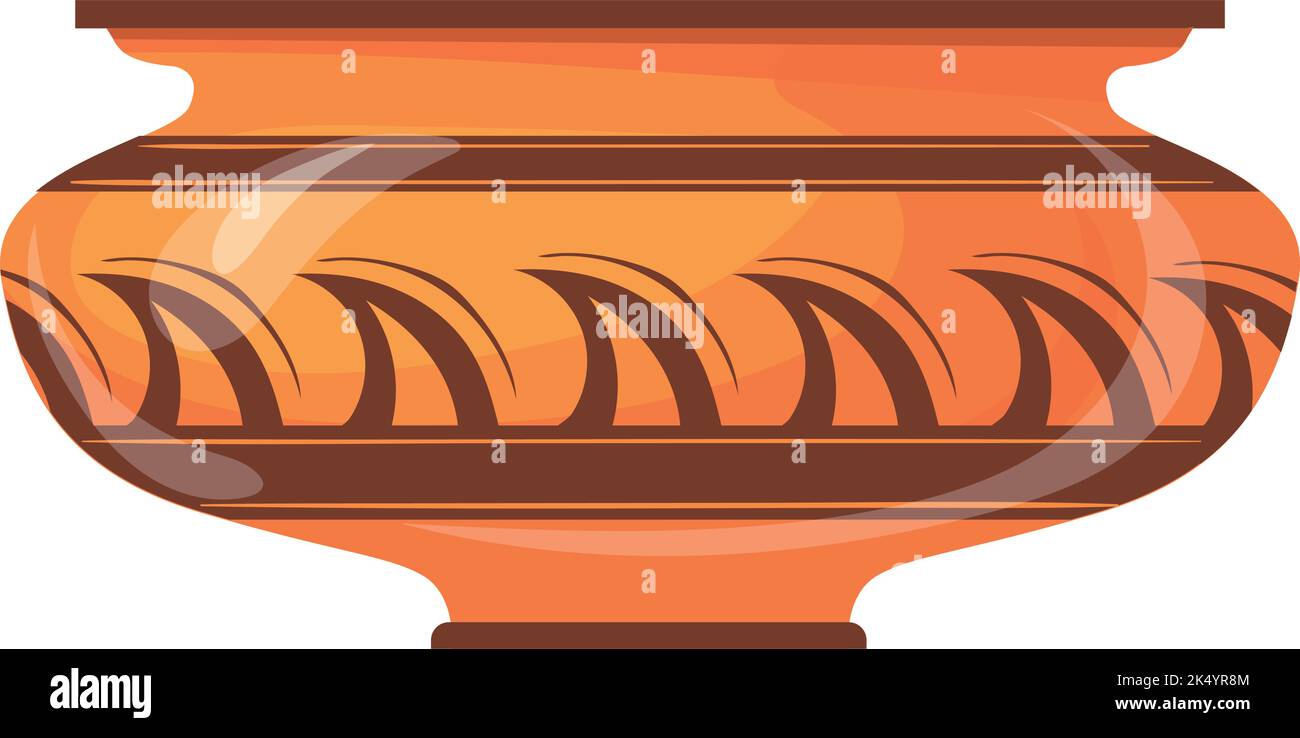 Roman ancient crockery. Old ornament ceramic pot isolated on white