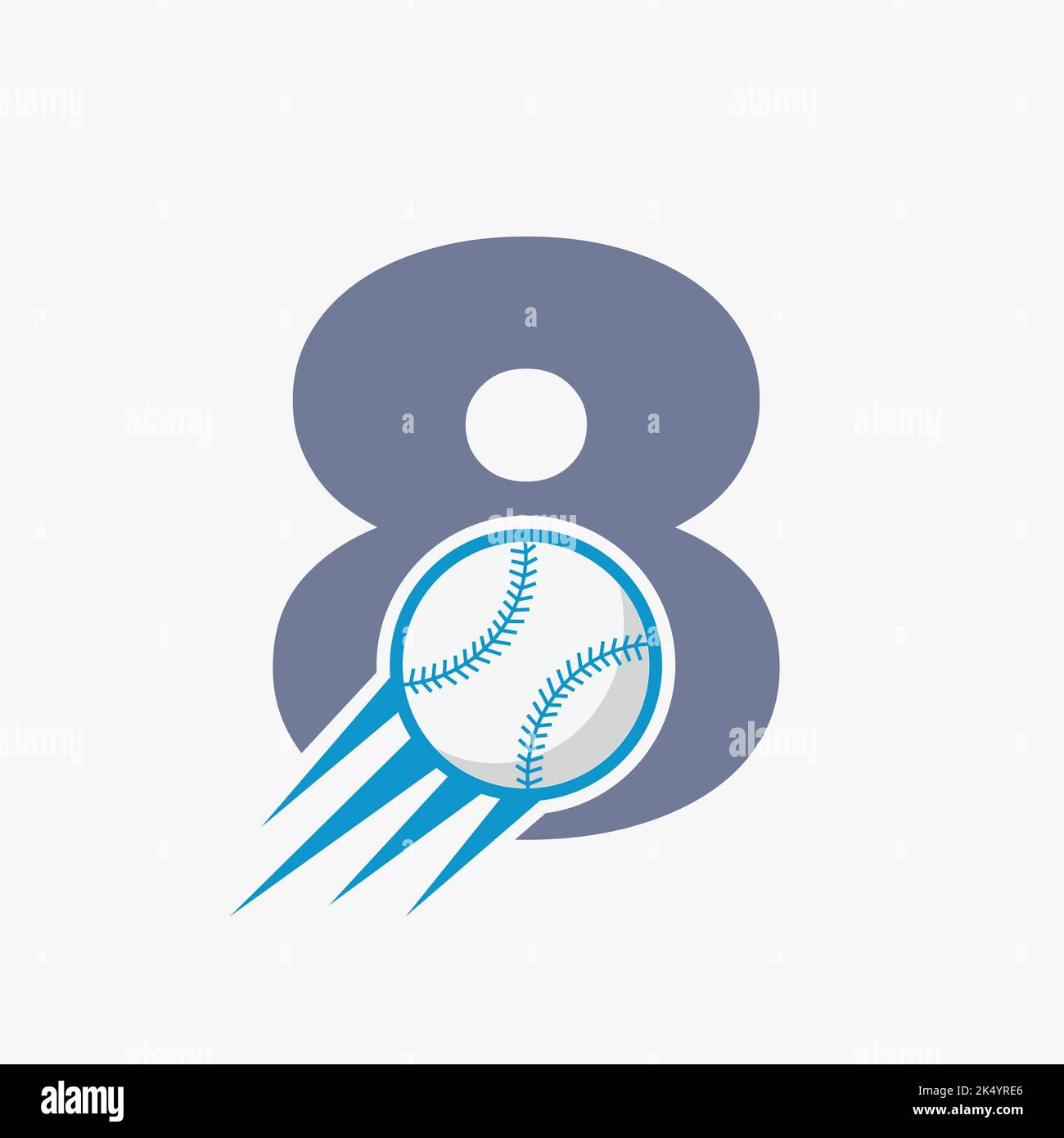 Initial Letter 8 Baseball Logo Concept With Moving Baseball Icon Vector Template Stock Vector