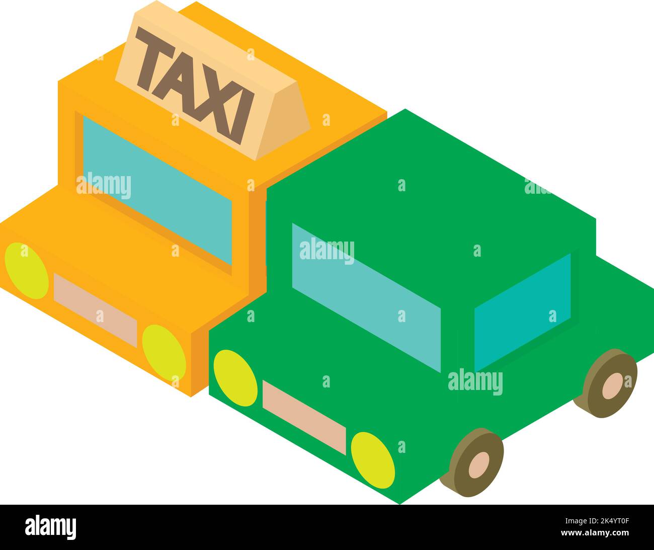Private transport icon isometric vector. Yellow taxi service car
