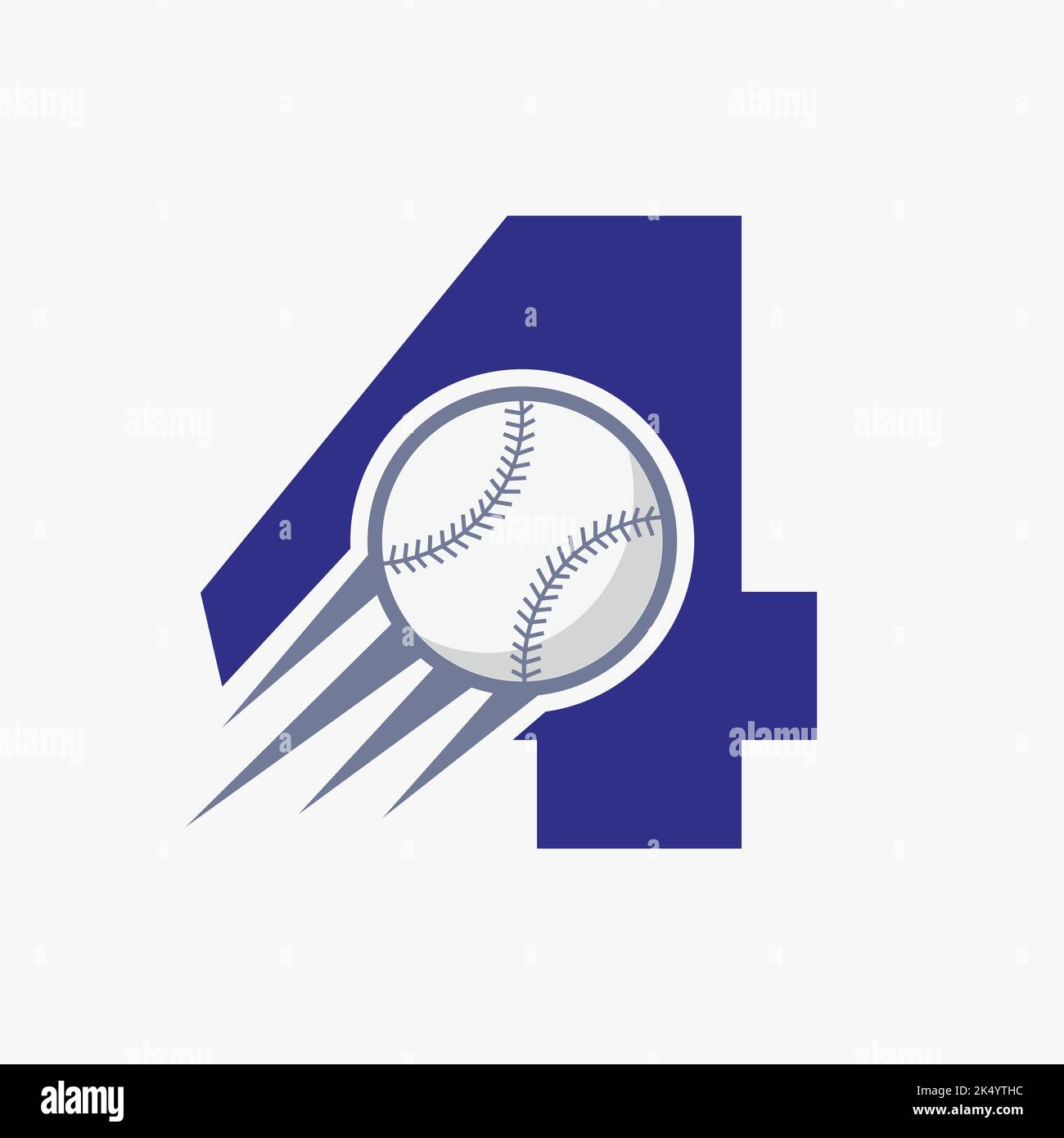 Initial Letter 4 Baseball Logo Concept With Moving Baseball Icon Vector Template Stock Vector