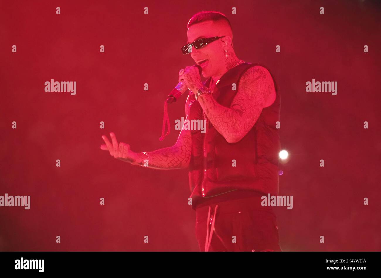 Italian rapper Sfera Ebbasta in concert during “Famoso tour 2022” at ...