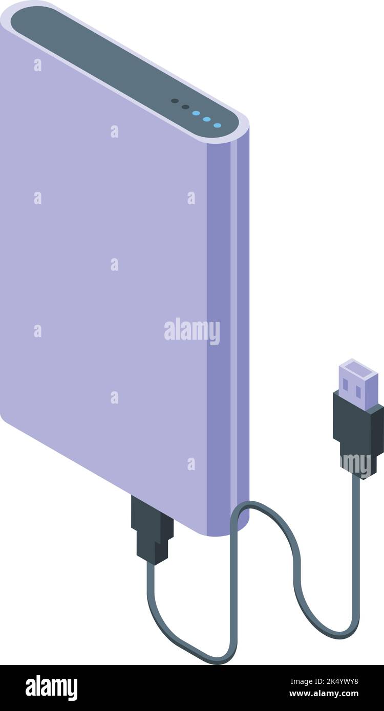 Usb hdd icon isometric vector. Data storage. Memory computer Stock Vector