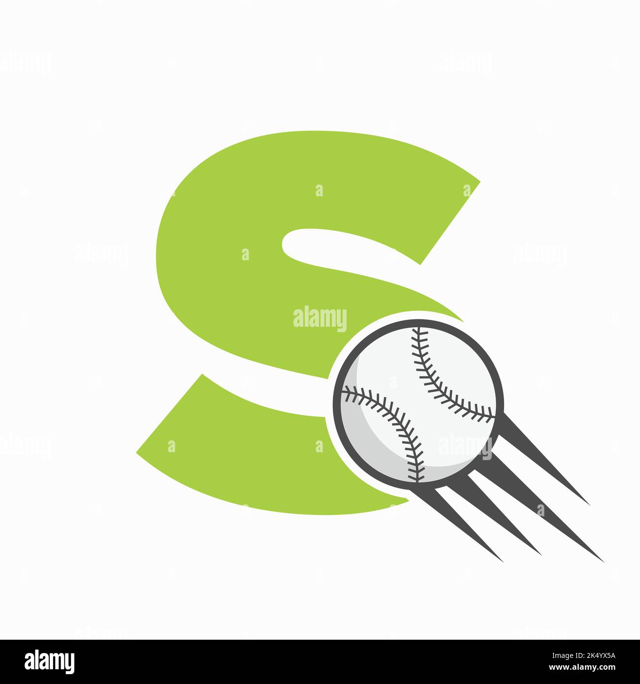 Initial Letter S Baseball Logo Concept With Moving Baseball Icon Vector Template Stock Vector