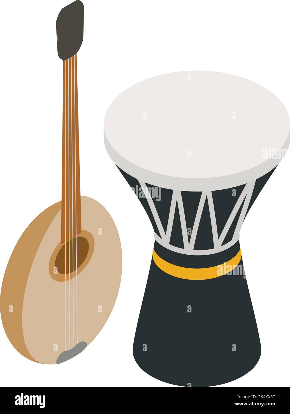 Music instrument icon isometric vector. Traditional wooden saz and