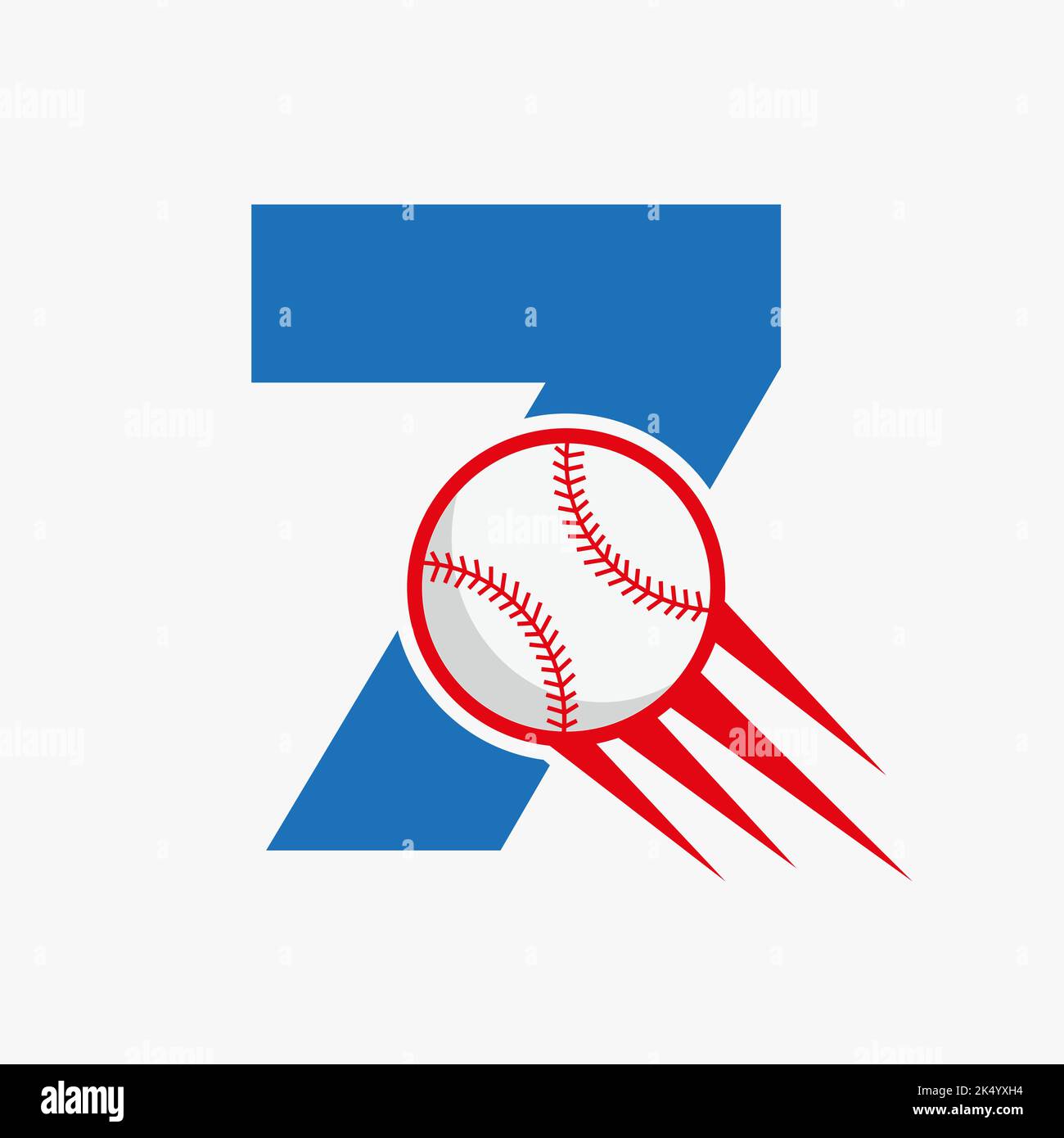 Initial Letter 7 Baseball Logo Concept With Moving Baseball Icon Vector Template Stock Vector