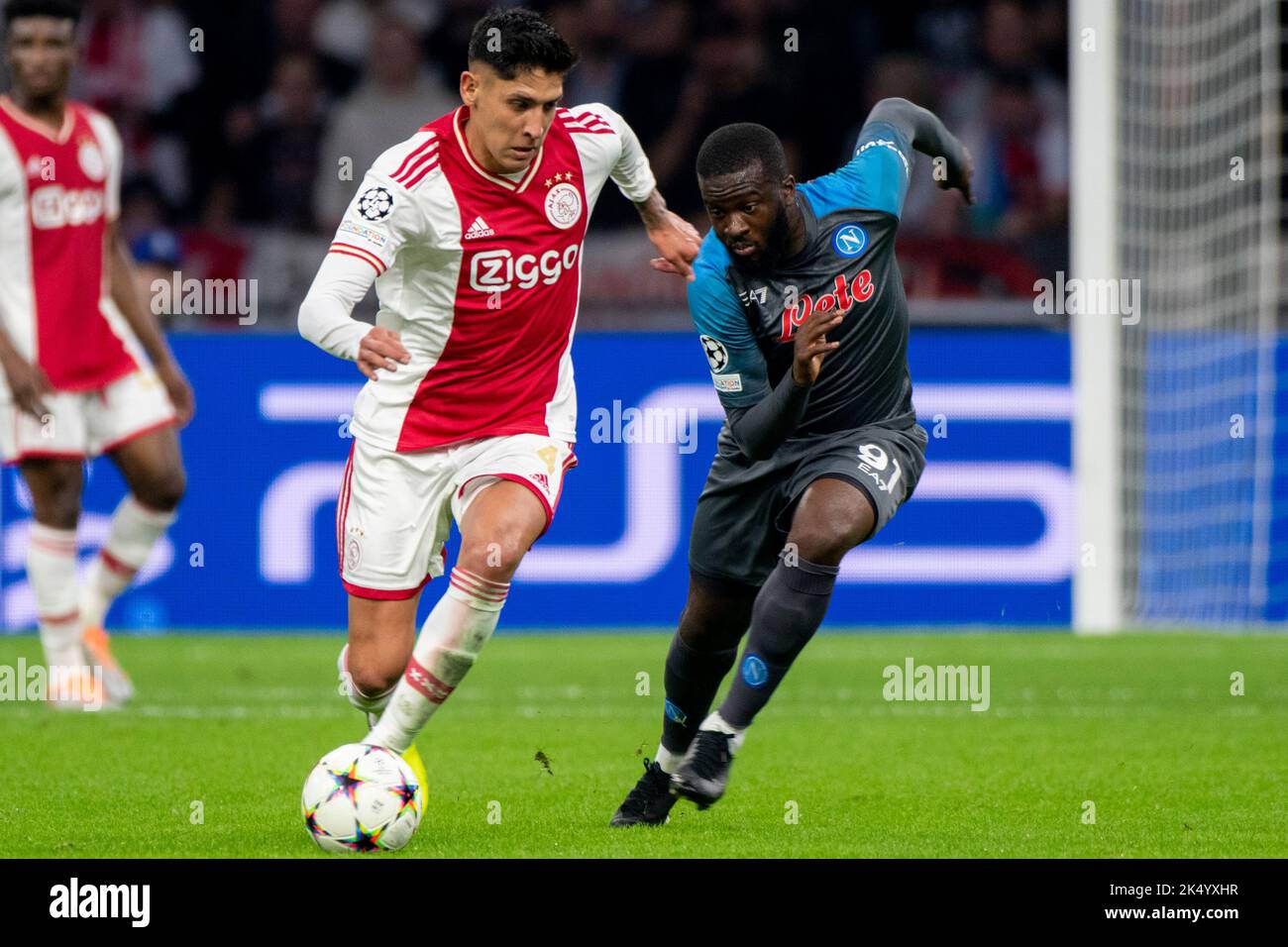 Edson Alvarez of Ajax and Tanguy Ndombele of Napoli during the UEFA