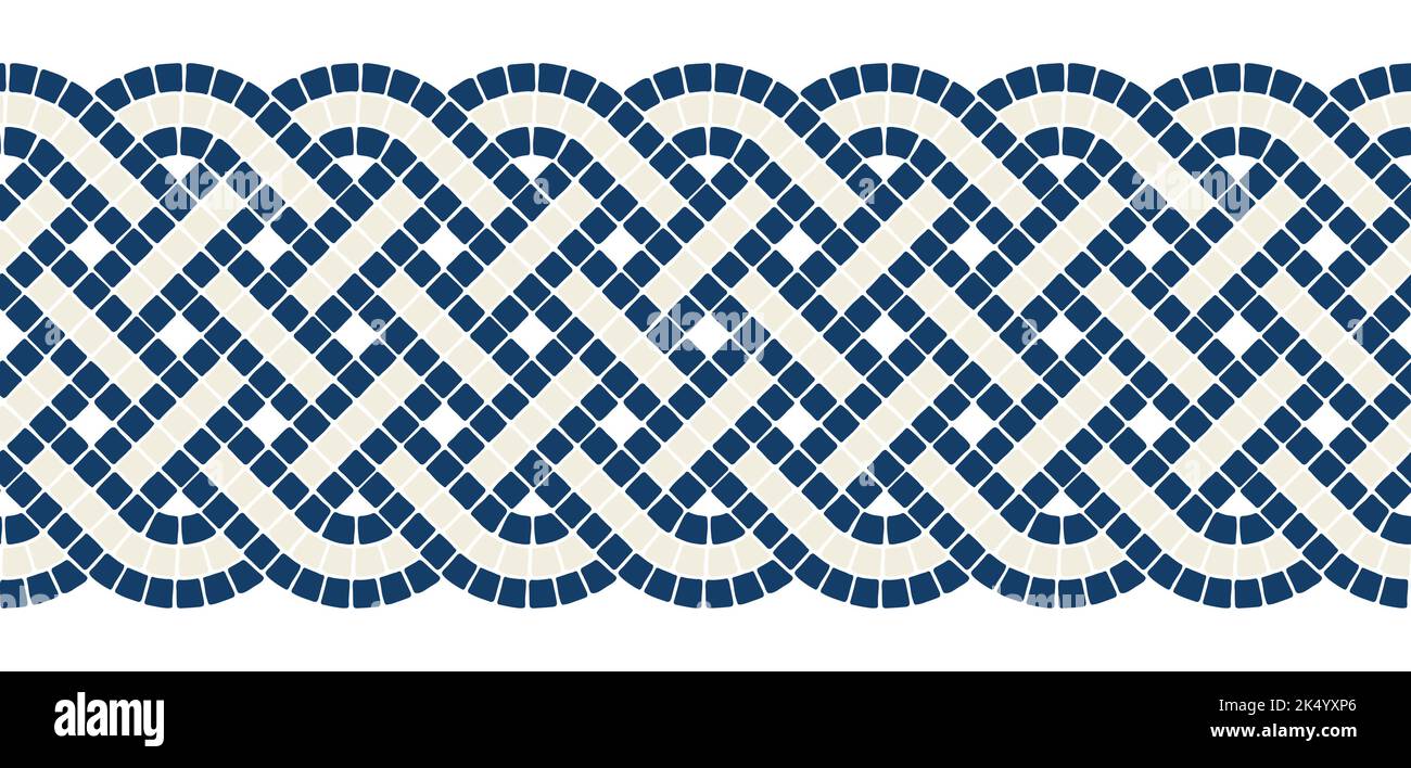Ancient mosaic seamless pattern. Decorative antique stone ornament. Stock Vector