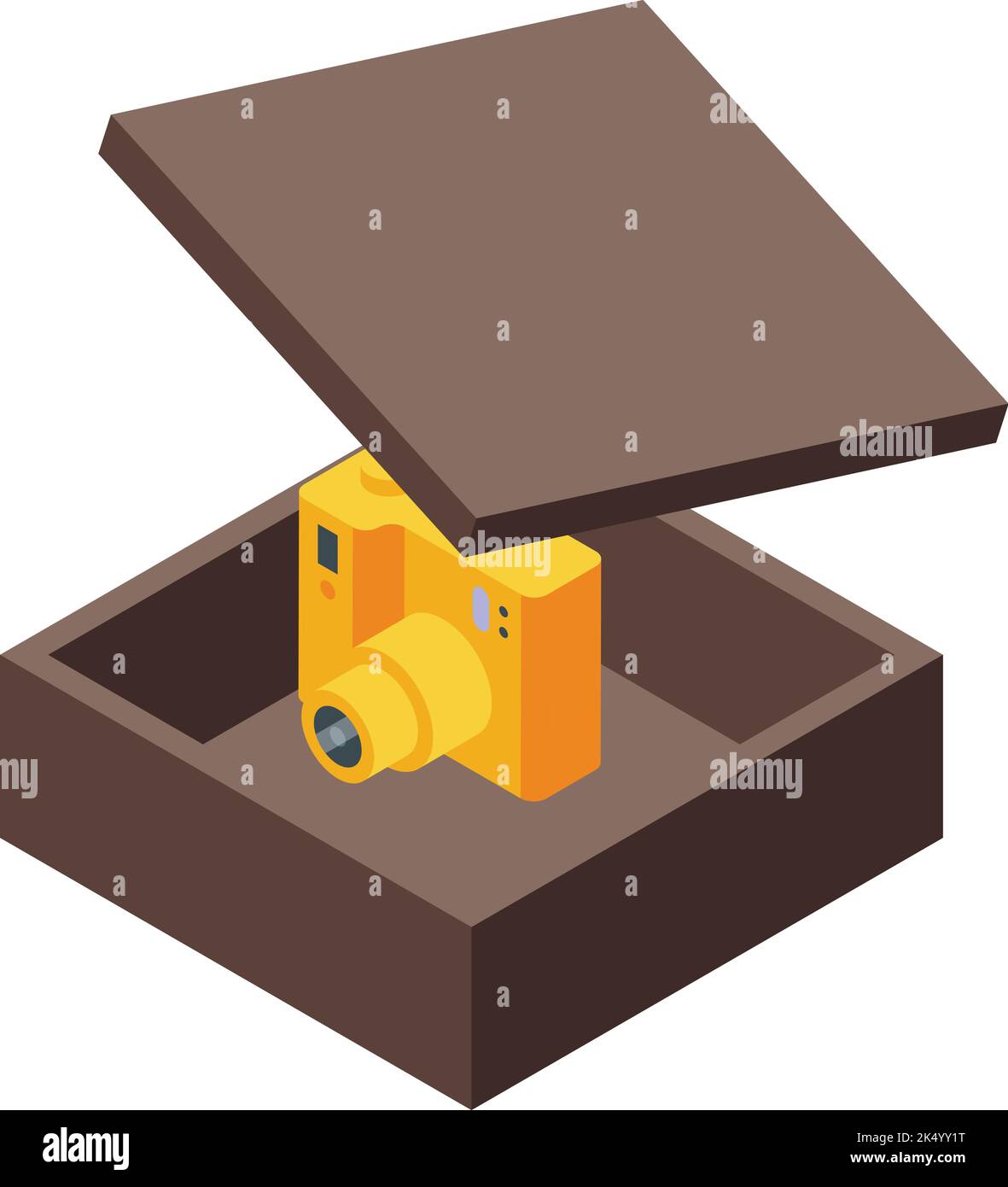 Camera parcel delivery icon isometric vector. Food driver. Online deliver Stock Vector