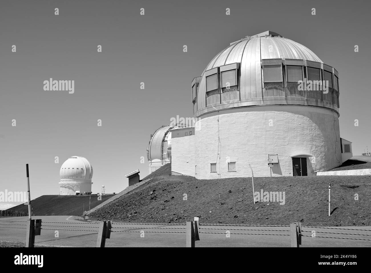 Telescopes at mauna kea observatories Black and White Stock Photos 