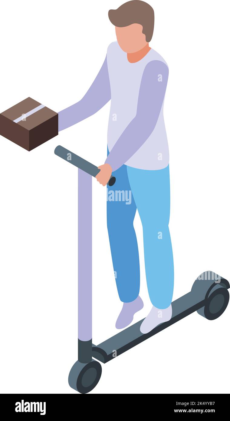 Take parcel courier icon isometric vector. Food bike. Service online Stock Vector