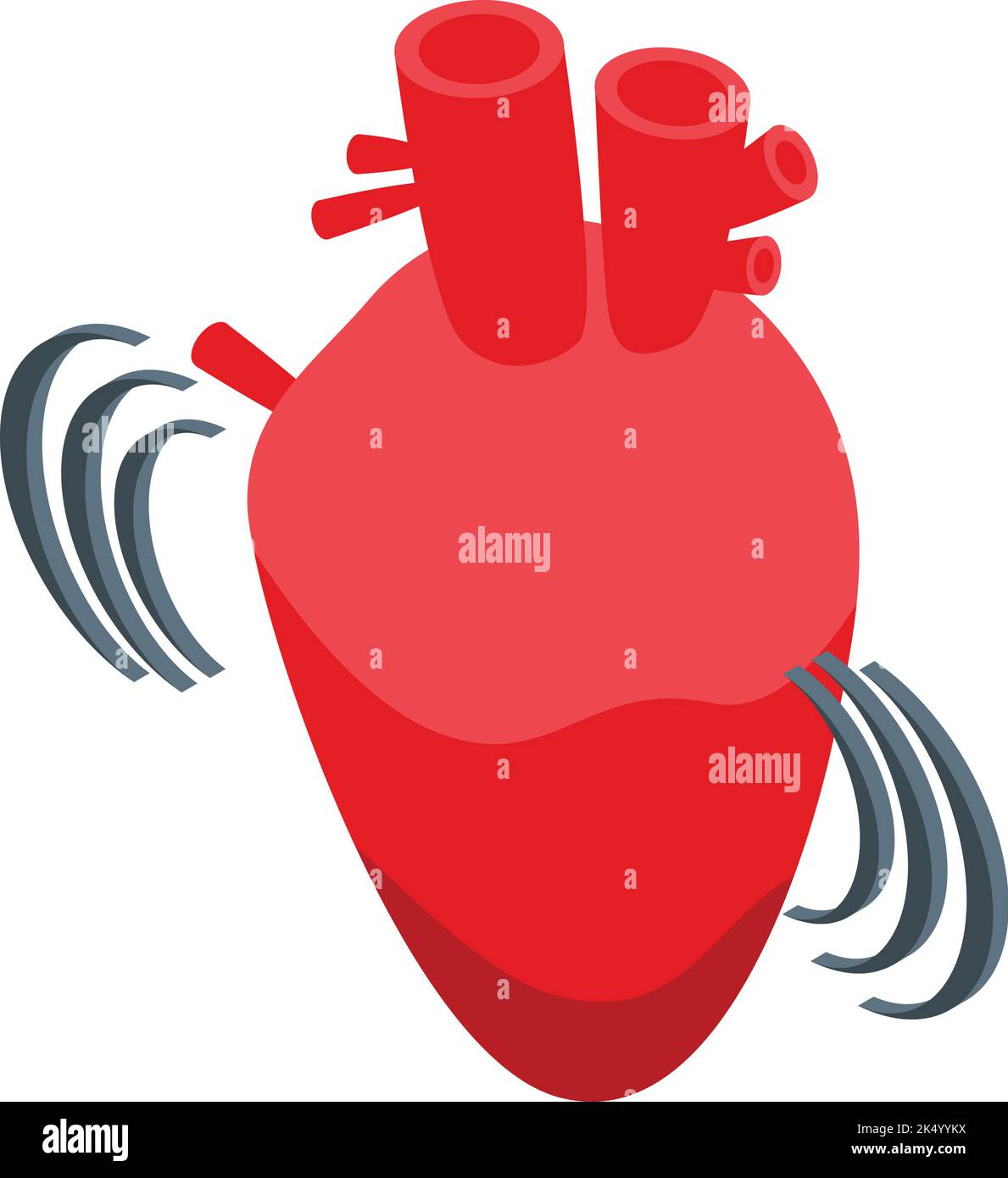 Heart rate fear icon isometric vector. Panic attack. Anger stress Stock