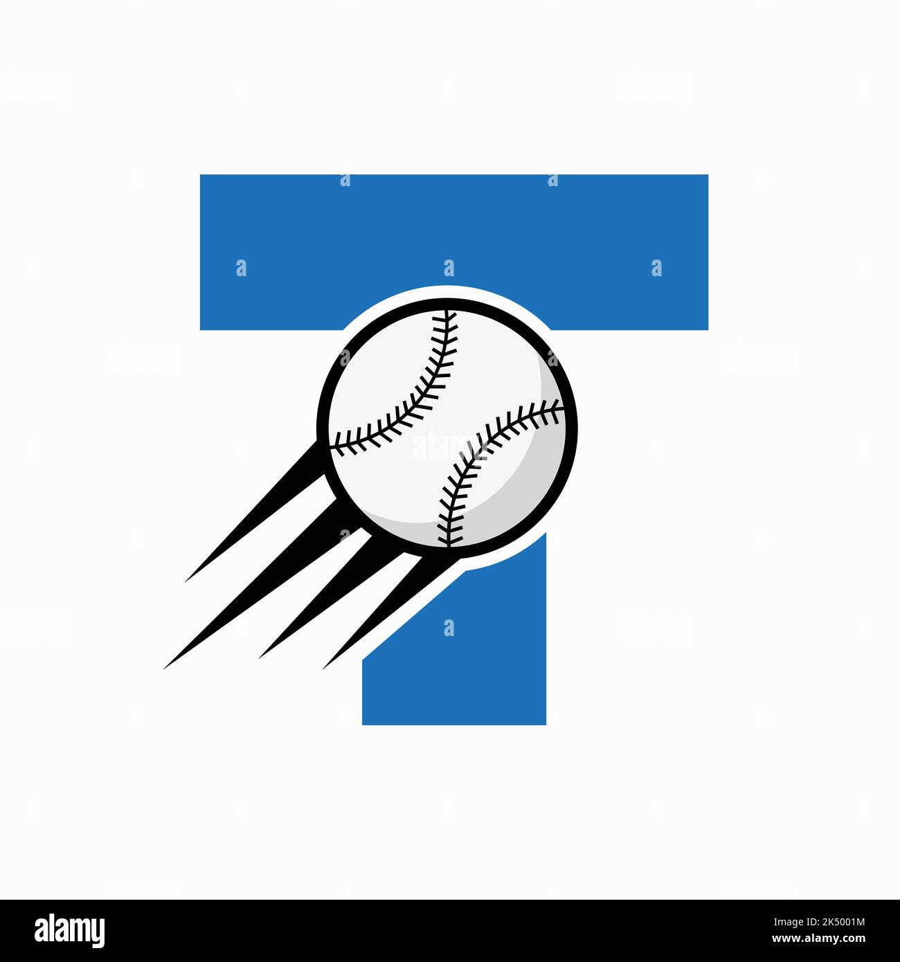 Initial Letter T Baseball Logo Concept With Moving Baseball Icon Vector Template Stock Vector