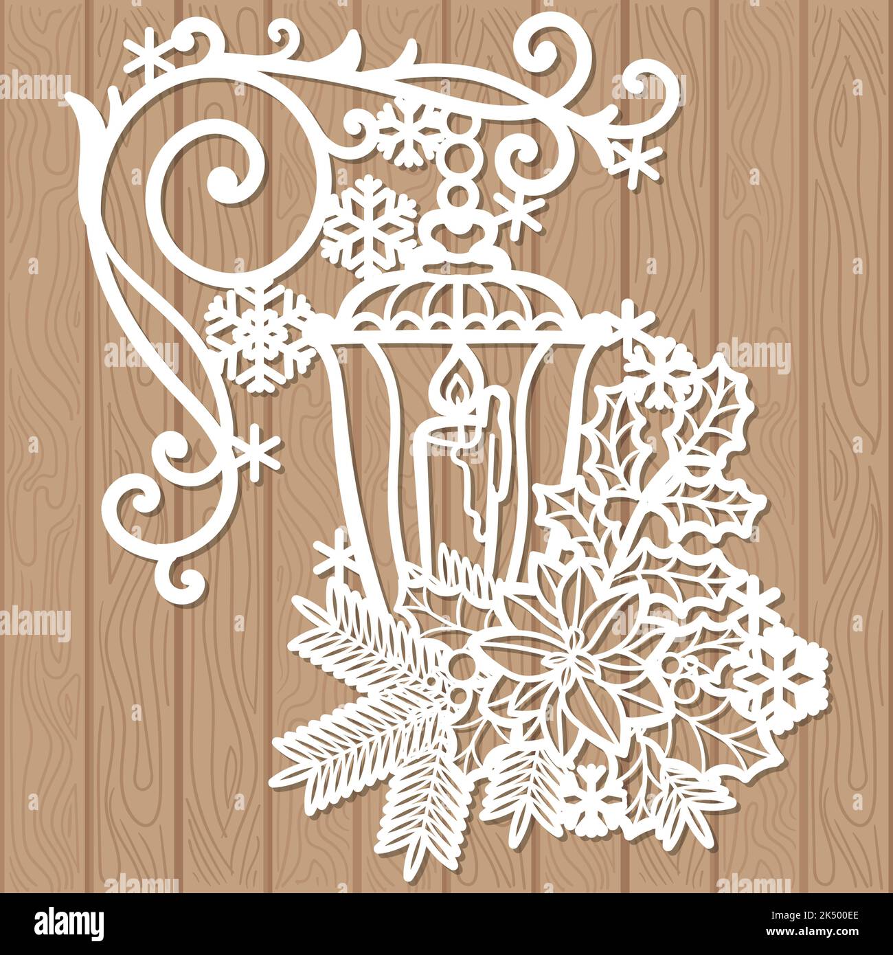 Christmas lantern. Template for laser cutting. Vector Stock Vector