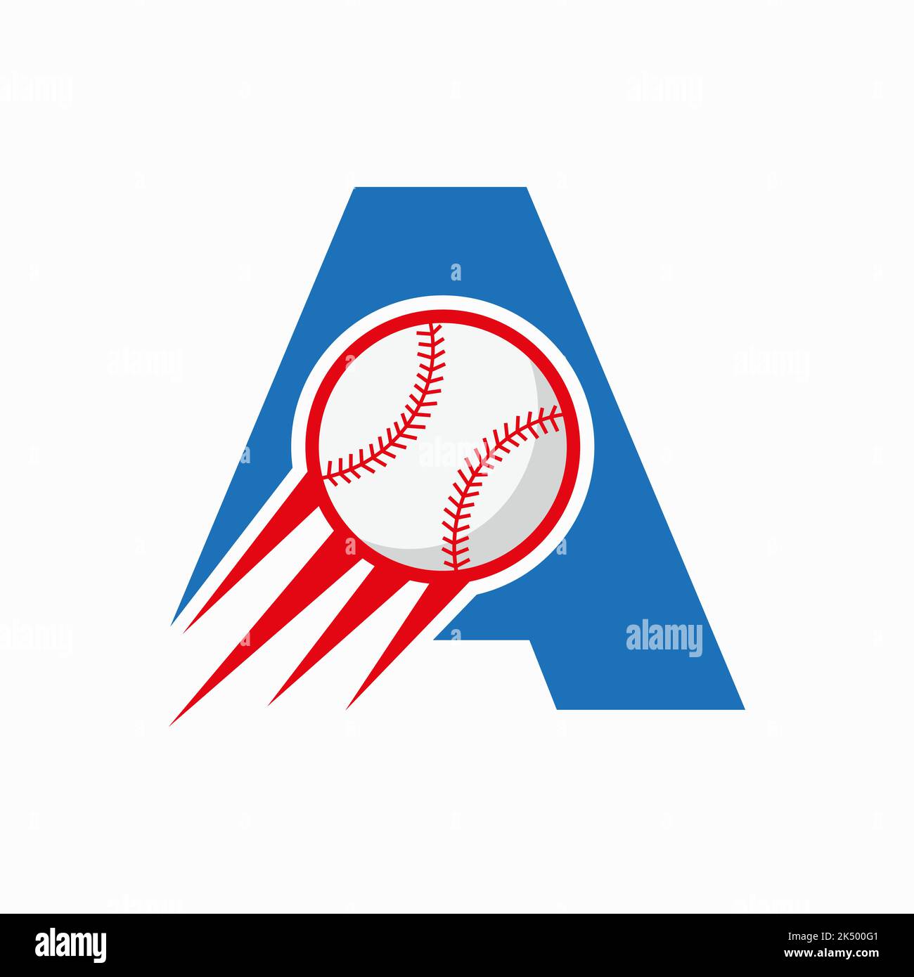 Initial Letter A Baseball Logo Concept With Moving Baseball Icon Vector