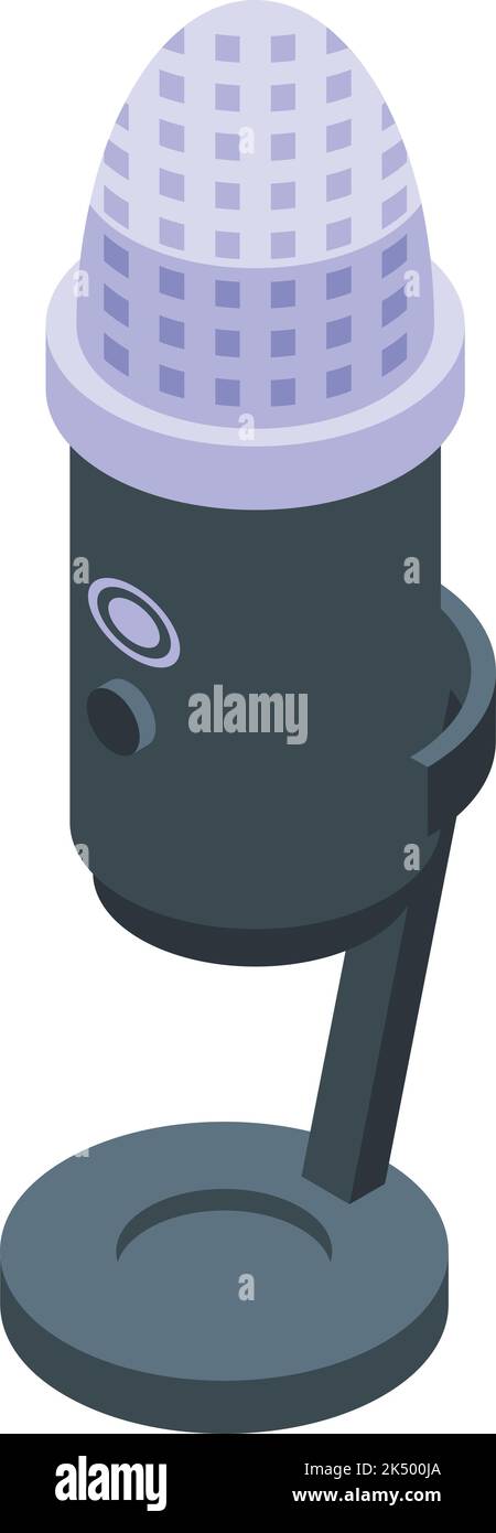Vlogger studio mic icon isometric vector. Podcast show. Record online Stock Vector