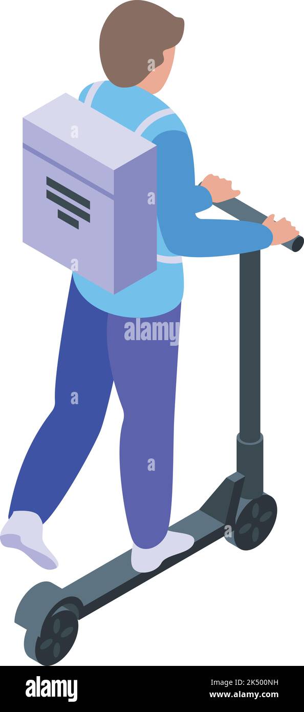 Scooter deliver icon isometric vector. Courier delivery. Fast express Stock Vector
