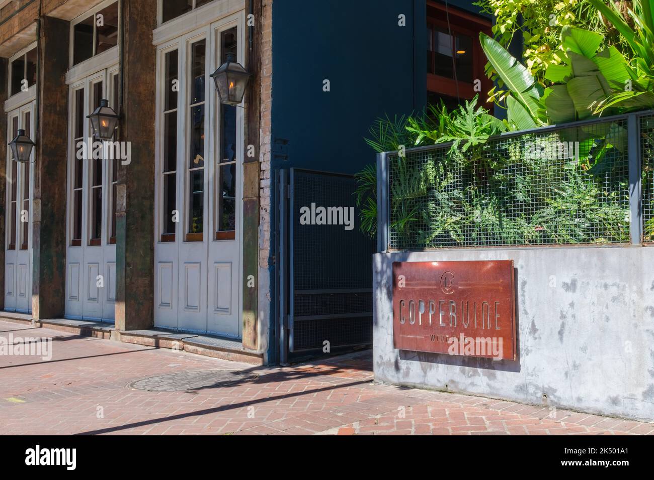 NEW ORLEANS, LA, USA - OCTOBER 2, 2022: Entrance to the Coppervine Wine Pub on Poydras Street Stock Photo
