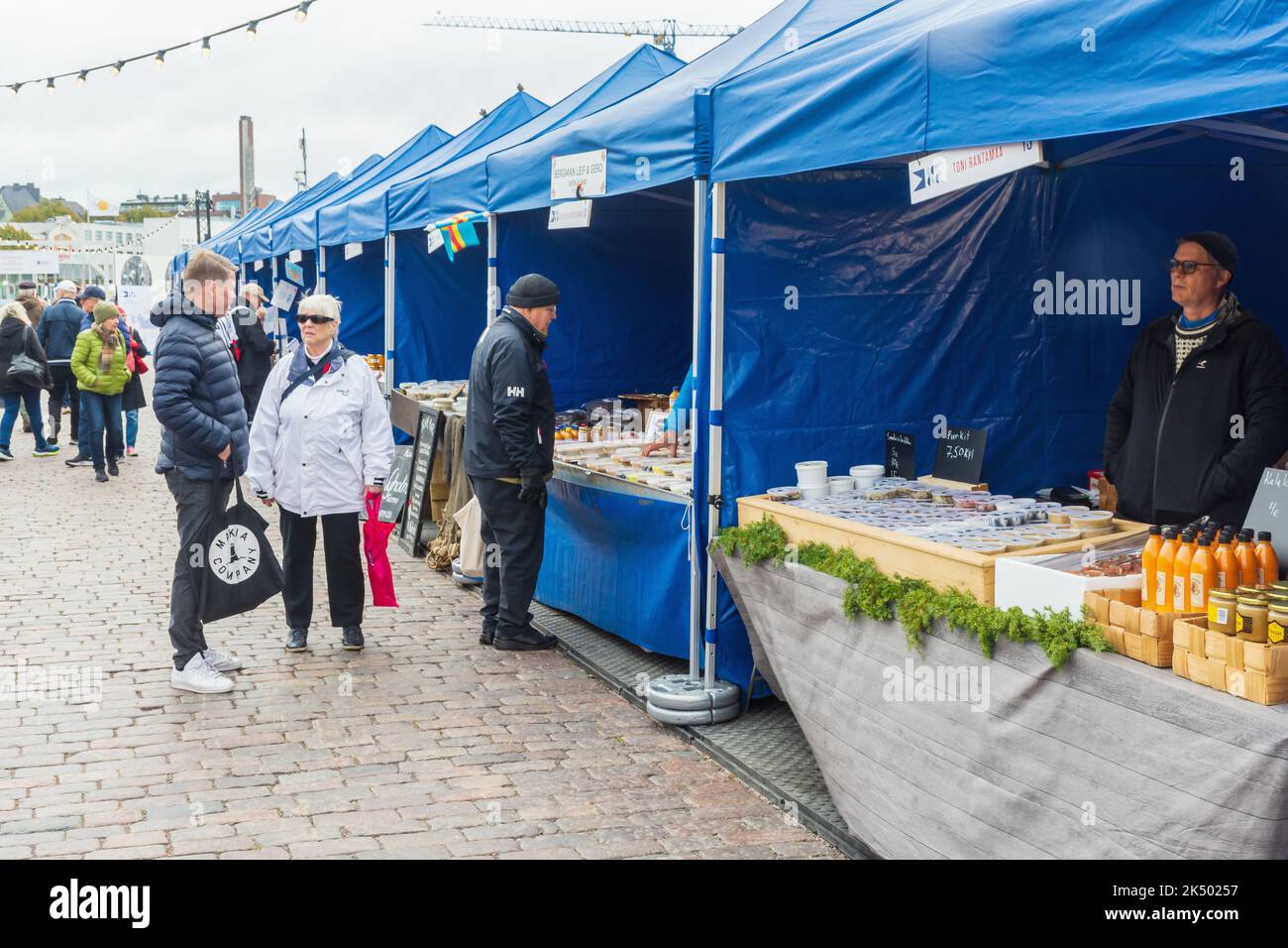 Traditional Helsinki Baltic Herring Market (Silakkamarkkinat) at Market square in Helsinki Finland Stock Photo