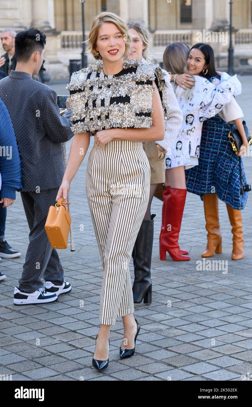 Lea Seydoux attends the Louis Vuitton Womenswear SS23 Show during Paris  Fashion Week in Paris, France
